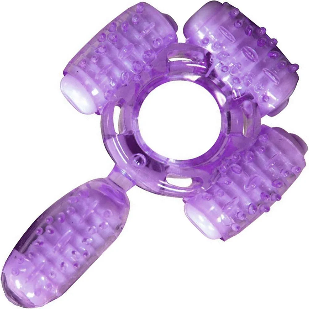 Humm Dinger Super Quad Vibrating Penis Ring, Purple