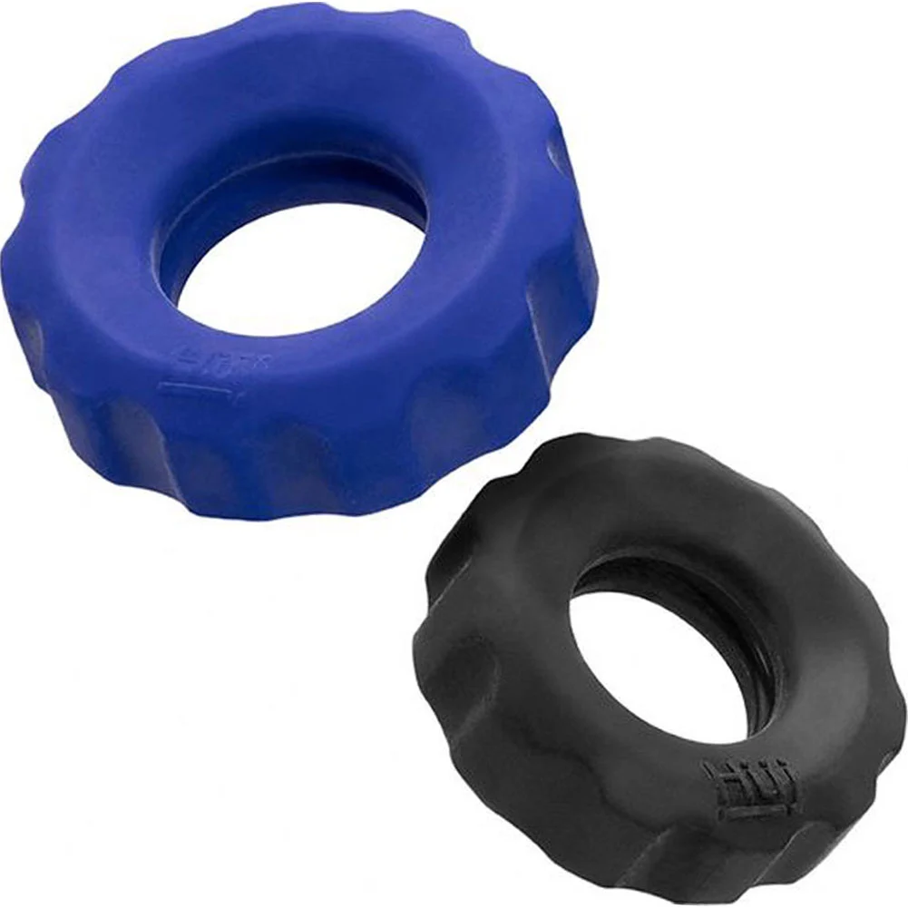 Hunkyjunk COG 2 Pack Silicone Penis Rings, Cobalt/Tar
