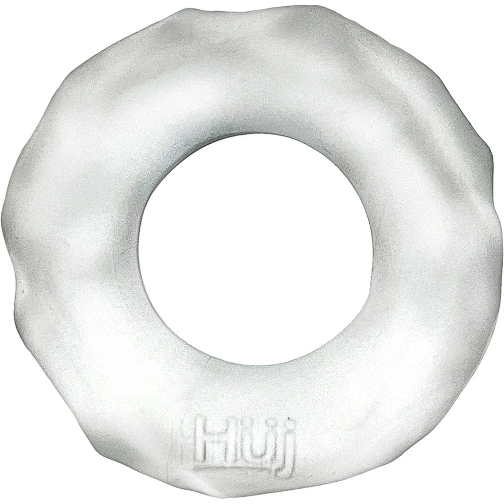 HunkyJunk Fractal Tactile Penis Ring, 2", Clear Ice