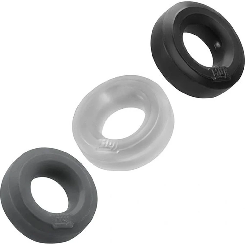 HunkyJunk HUJ 3-Pack Silicone Penis Rings, 2", Tar Multi