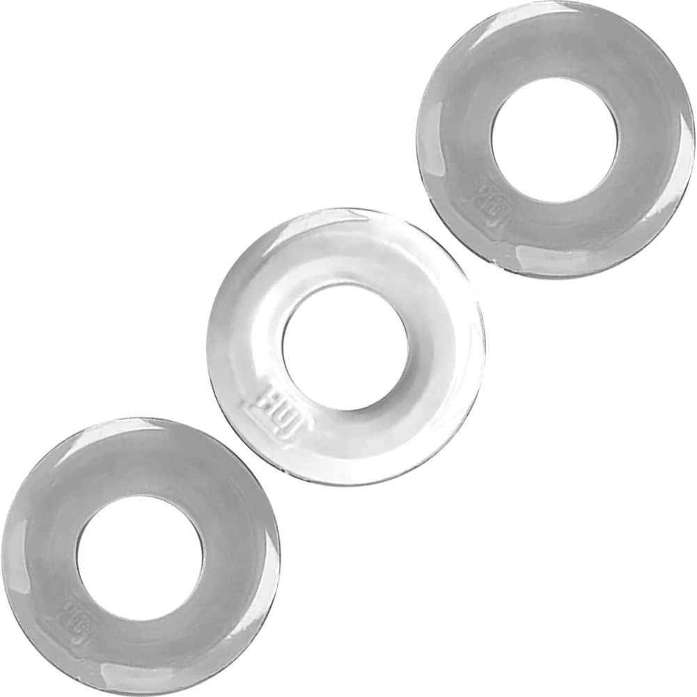 HunkyJunk HUJ 3-Pack Silicone Penis Rings, 2", White Ice