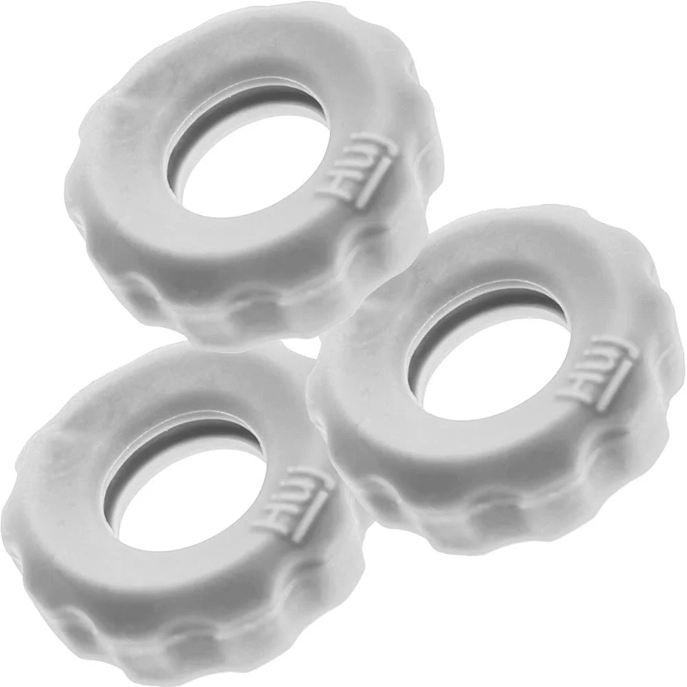 HunkyJunk SuperHuj 3-Pack Penis Rings, 2", White Ice