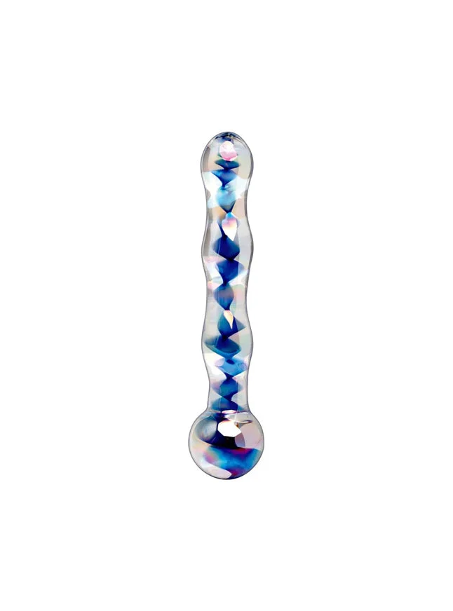 Icicles No. 8 Blue Swirl Glass Dildo