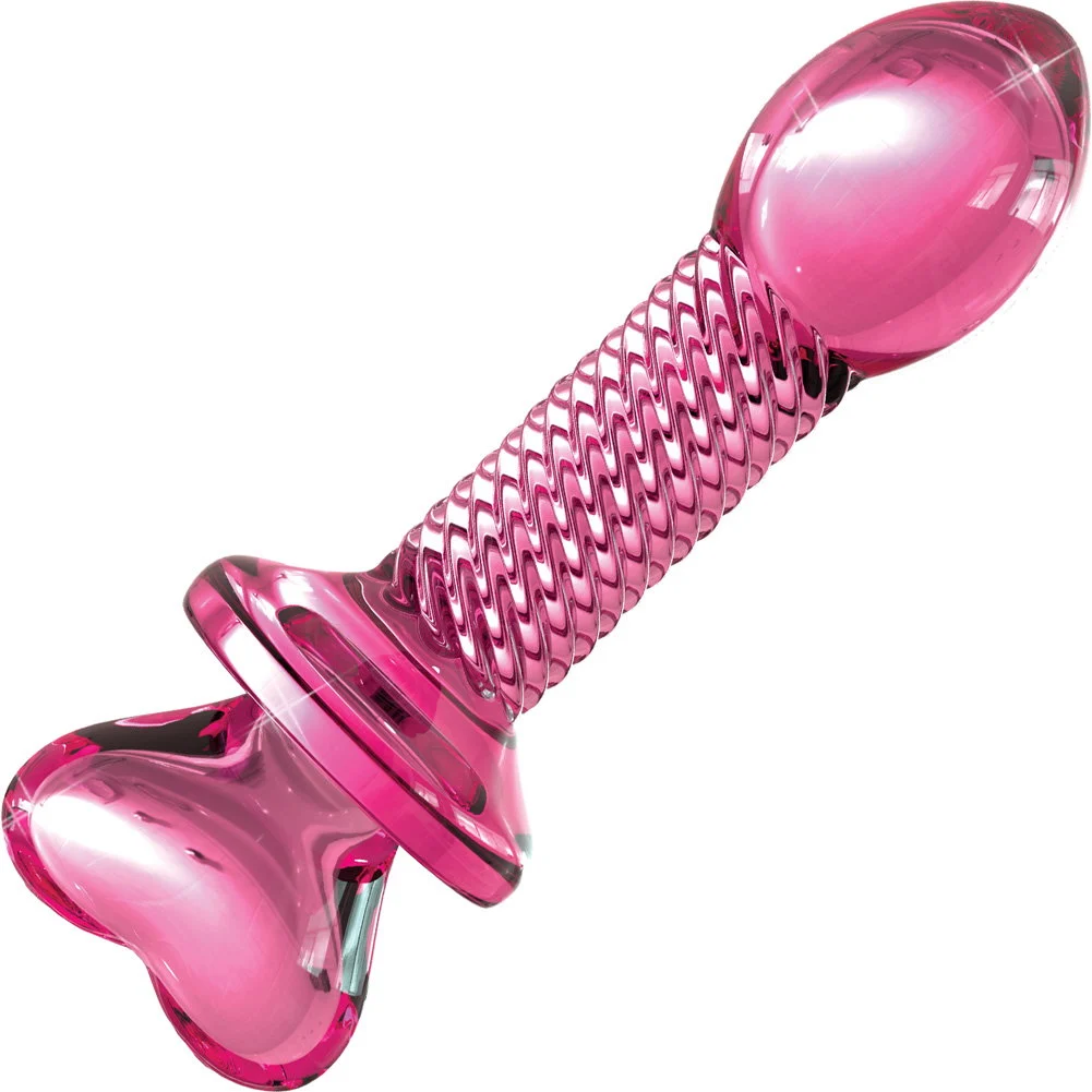Icicles No 82 Hand Blown Glass Massager, 6", Pink