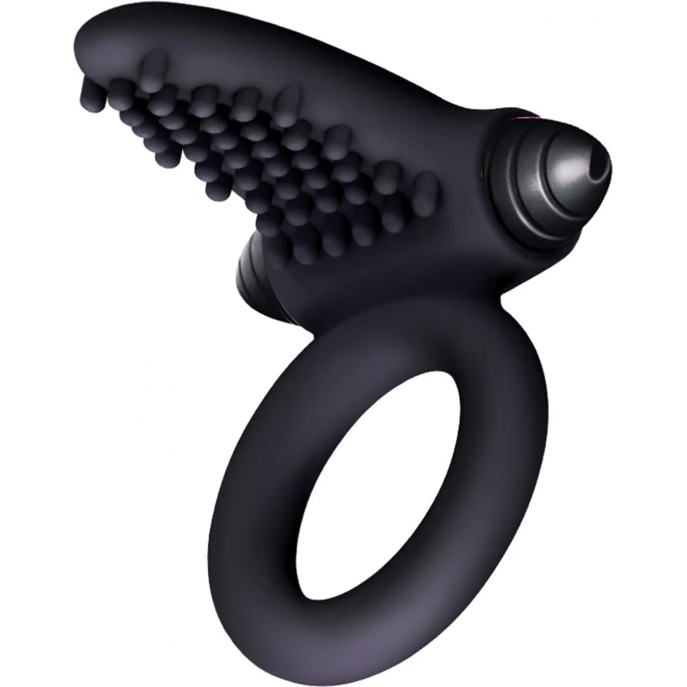 Icon Brands S Bullet Tongue Vibrating Silicone Penis Ring, Black