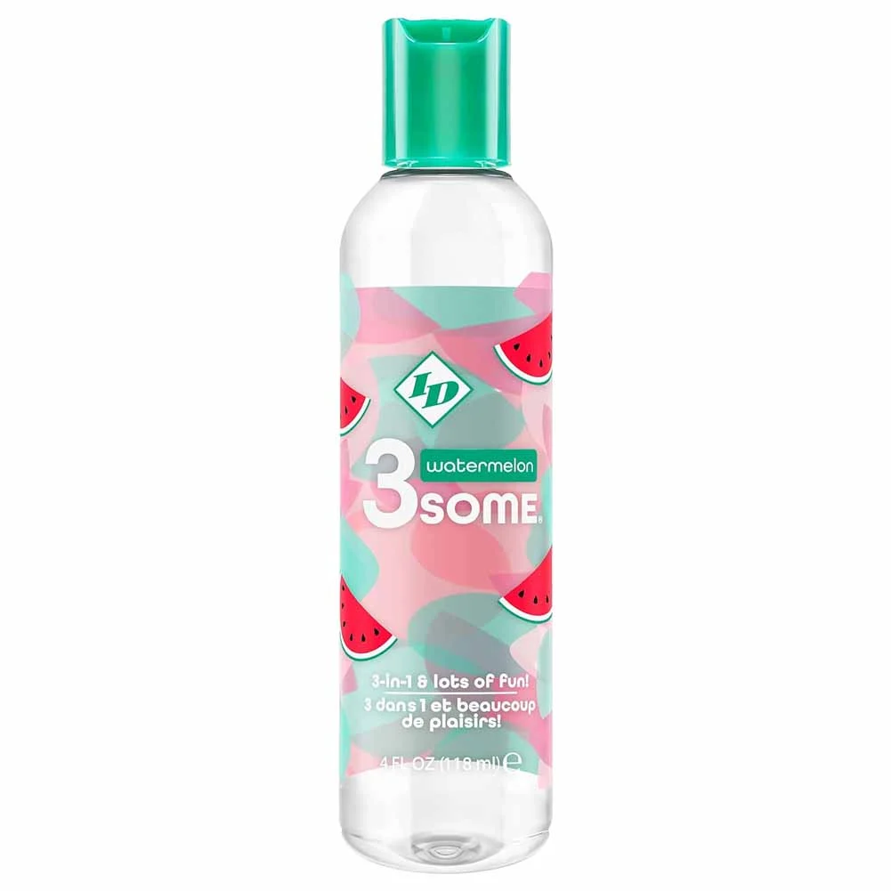 ID Lubes 3some Flavored Sensual Massage and Oral Lubricant, 4 fl.oz (118 mL), Watermelon