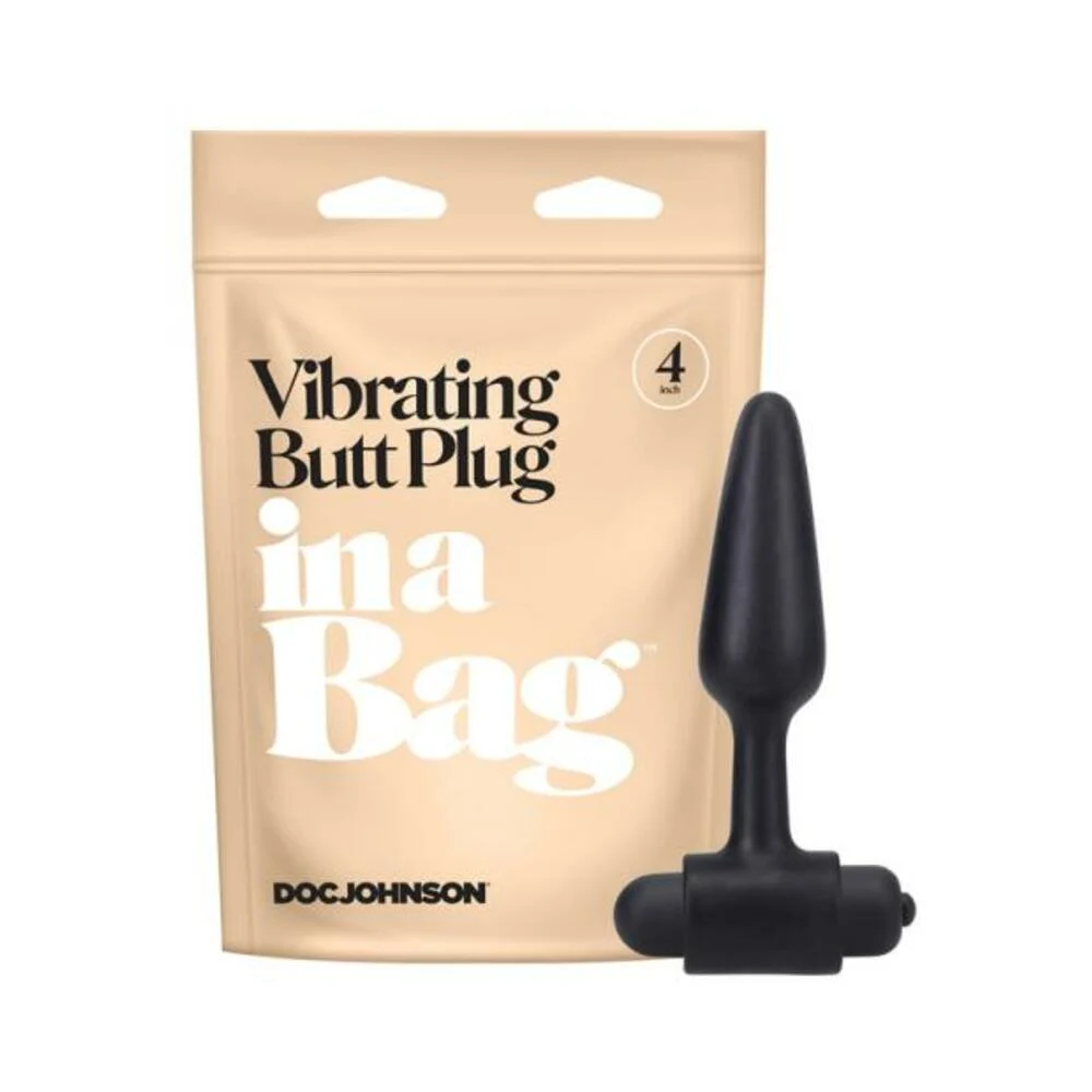 In A Bag Vibrating Butt Plug 4 Inch Black