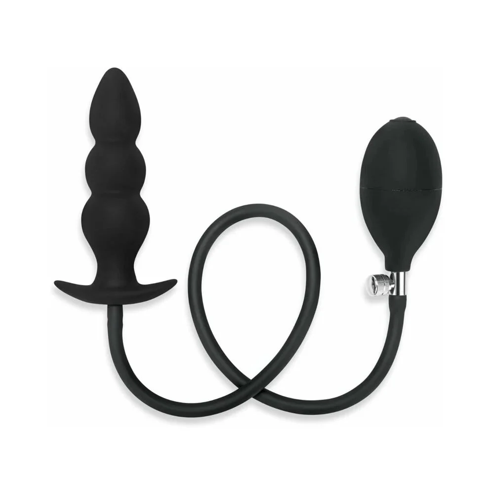 Inflatable Anal Beaded Butt Plug, Black