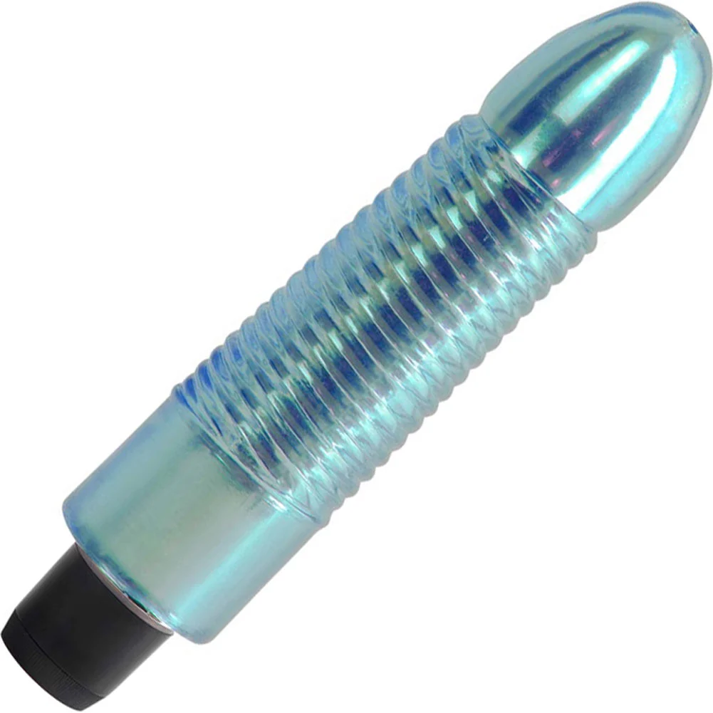 Jelly Gems No 1 Ribbed Personal Vibrator, 7.25", Blue