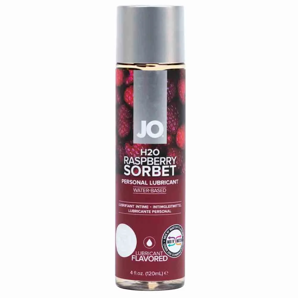 JO H2O Flavored Intimate Lubricant, 4 fl.oz (120 mL), Raspberry Sorbet