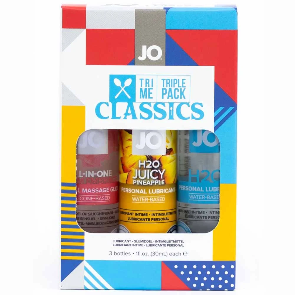 JO Tri Me Triple Pack Flavored H2O Lubricant Set, 1 fl.oz (30 mL) Each, Classic