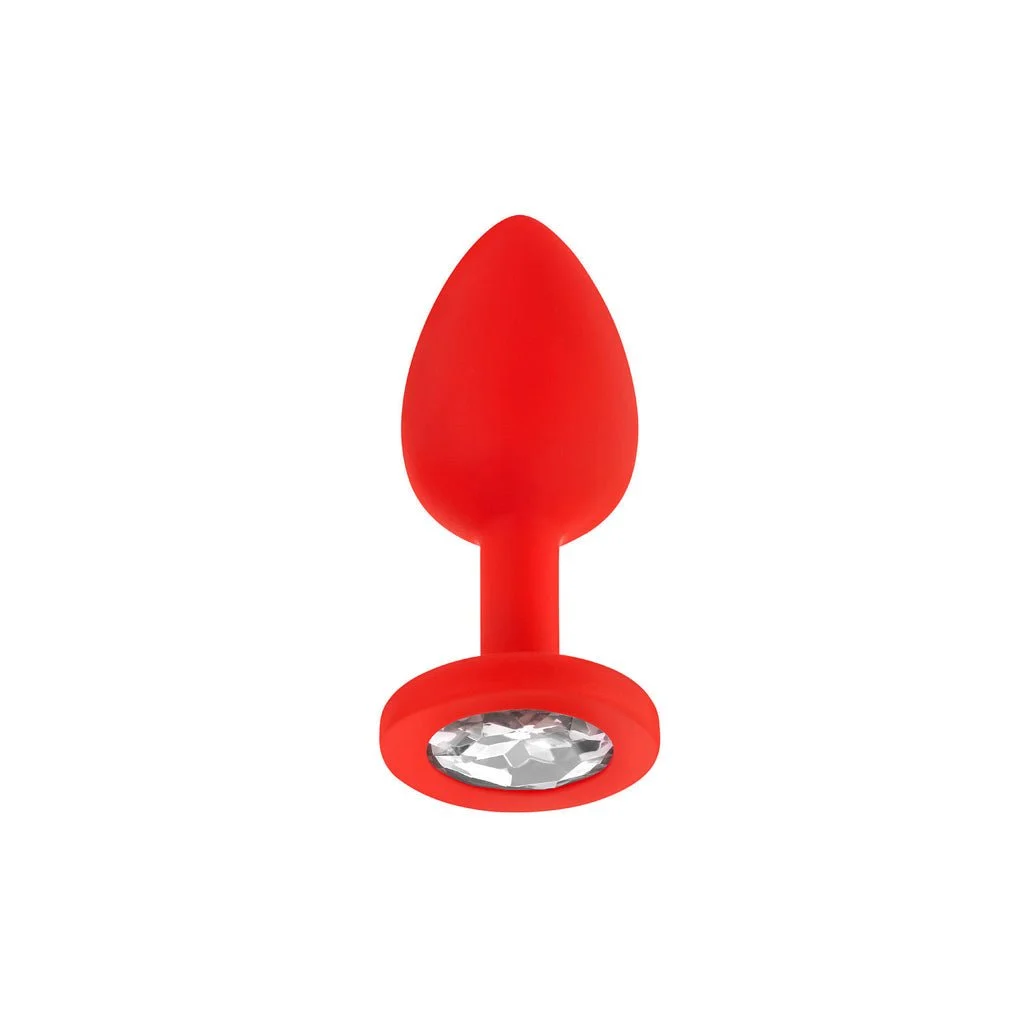 JP31 Jeweled Small Butt Plug 3 Stone Red Size S