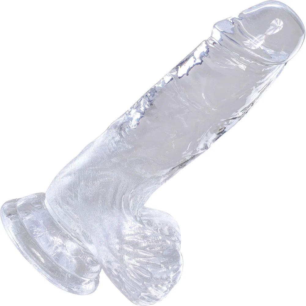 KingCock Clear Dildo with Balls, 5", Clear