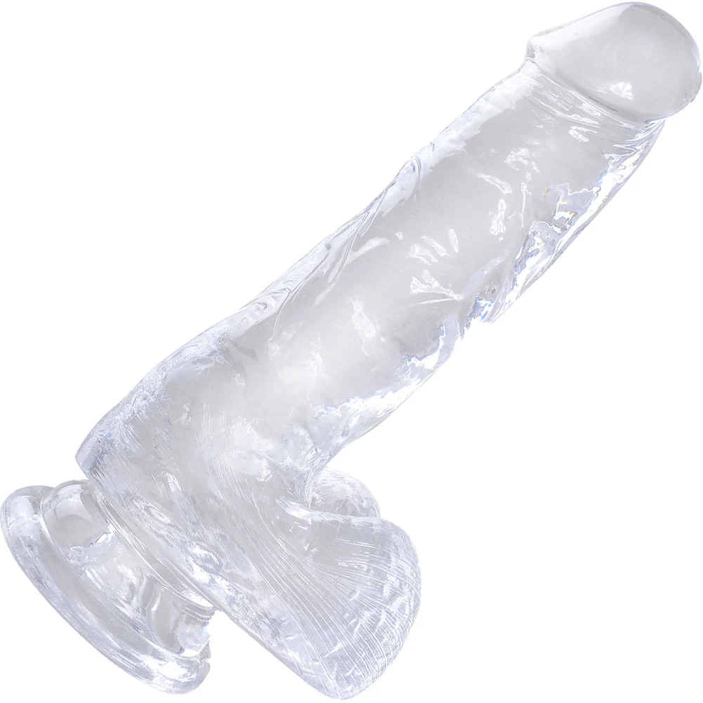 KingCock Clear Dildo with Balls, 6", Clear