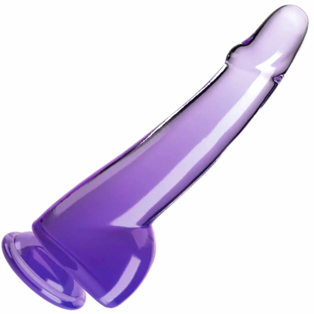 KingCock Clear Realistic Diido with Balls, 10", Purple