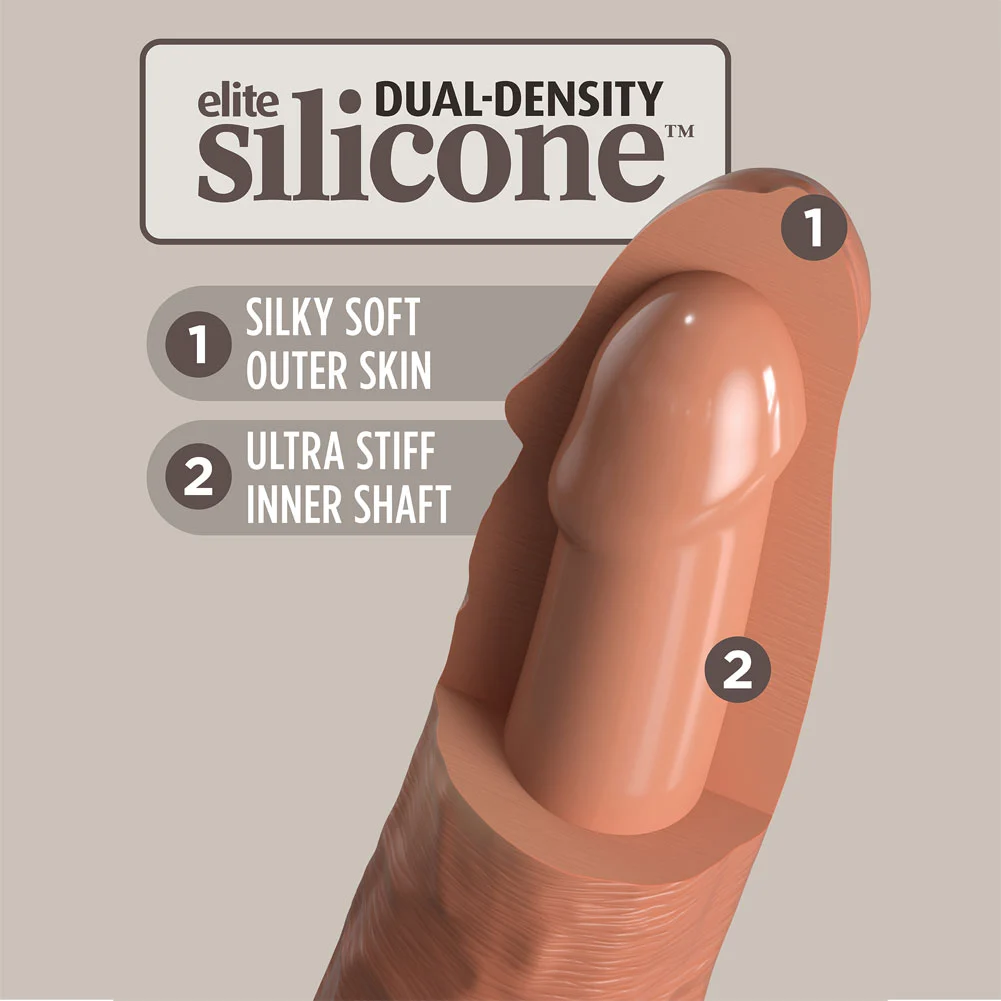 KingCock Elite Dual Density Silicone Dildo, 6", Tan