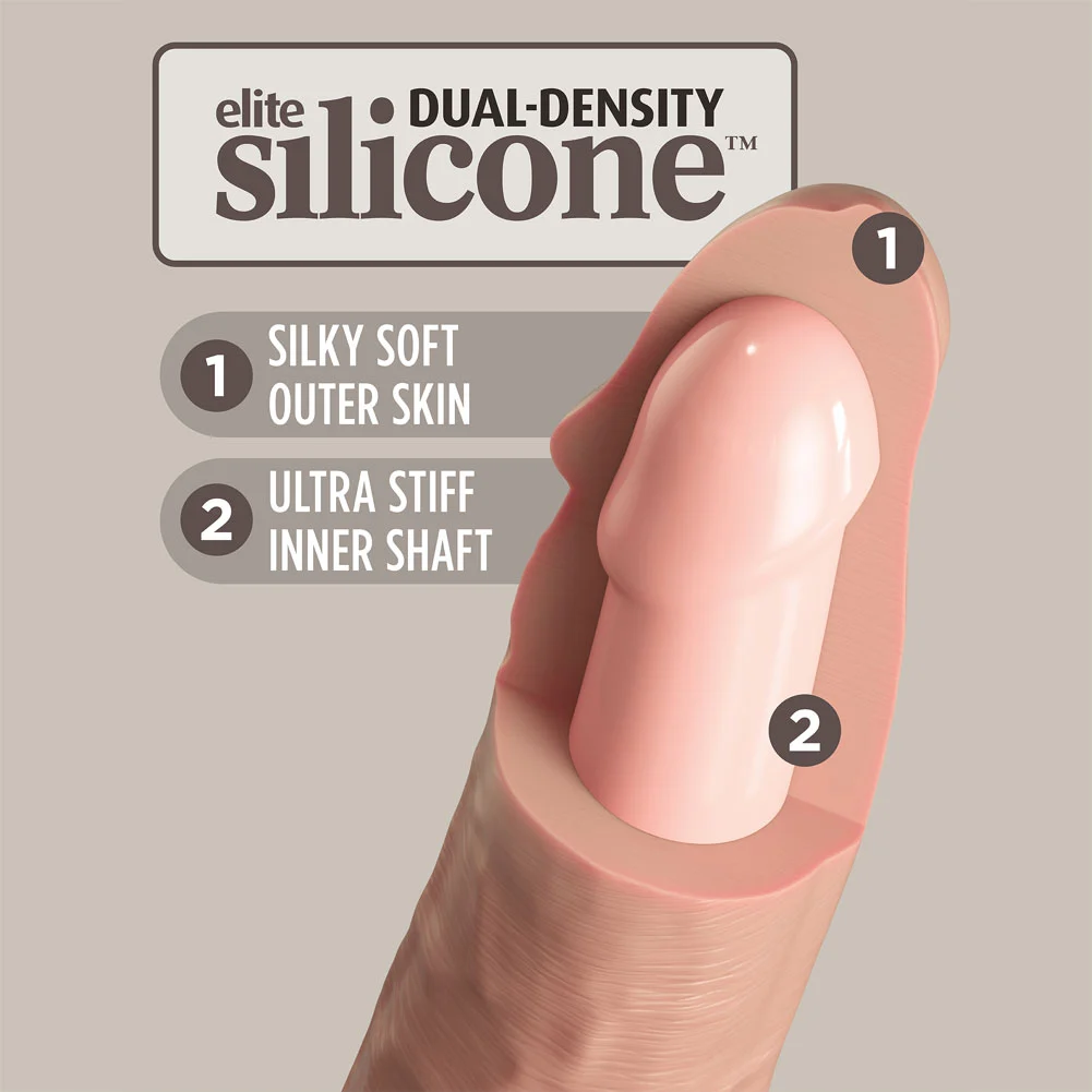 KingCock Elite Vibrating Dual Density Silicone Dildo, 6", Vanilla