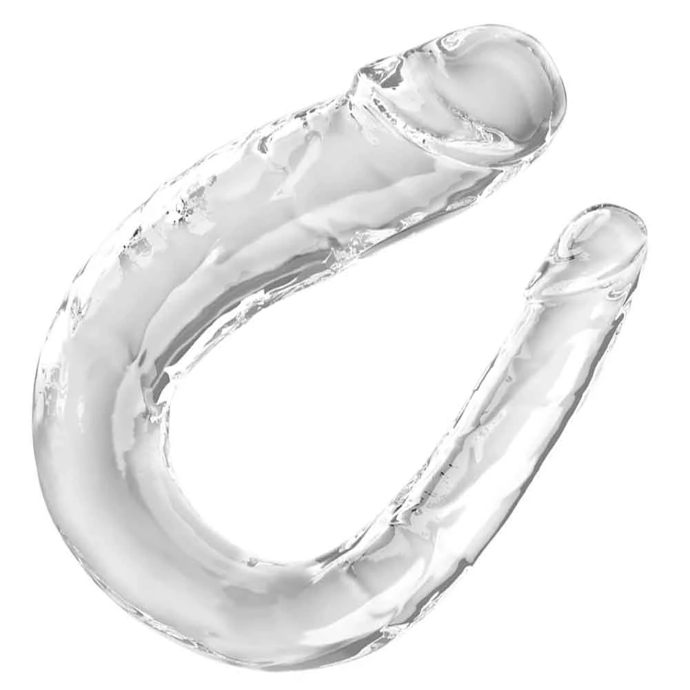 KingCock Large Double Trouble Dildo, 17.5", Clear
