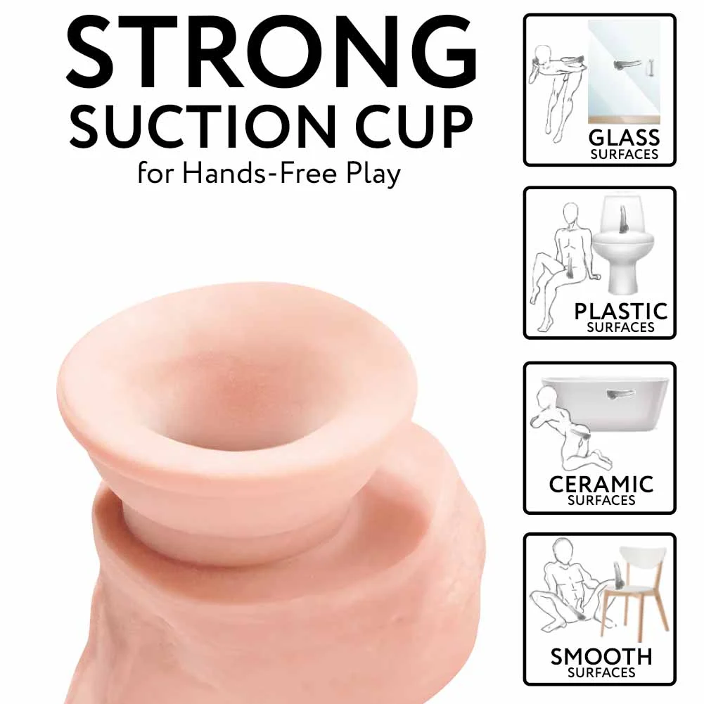 KingCock Plus Triple Density Ballsy Dildo with Suction Cup, 8", Vanilla