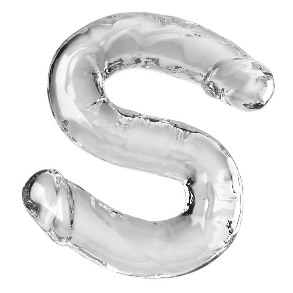 KingCock Realistic Double Dildo, 18", Clear