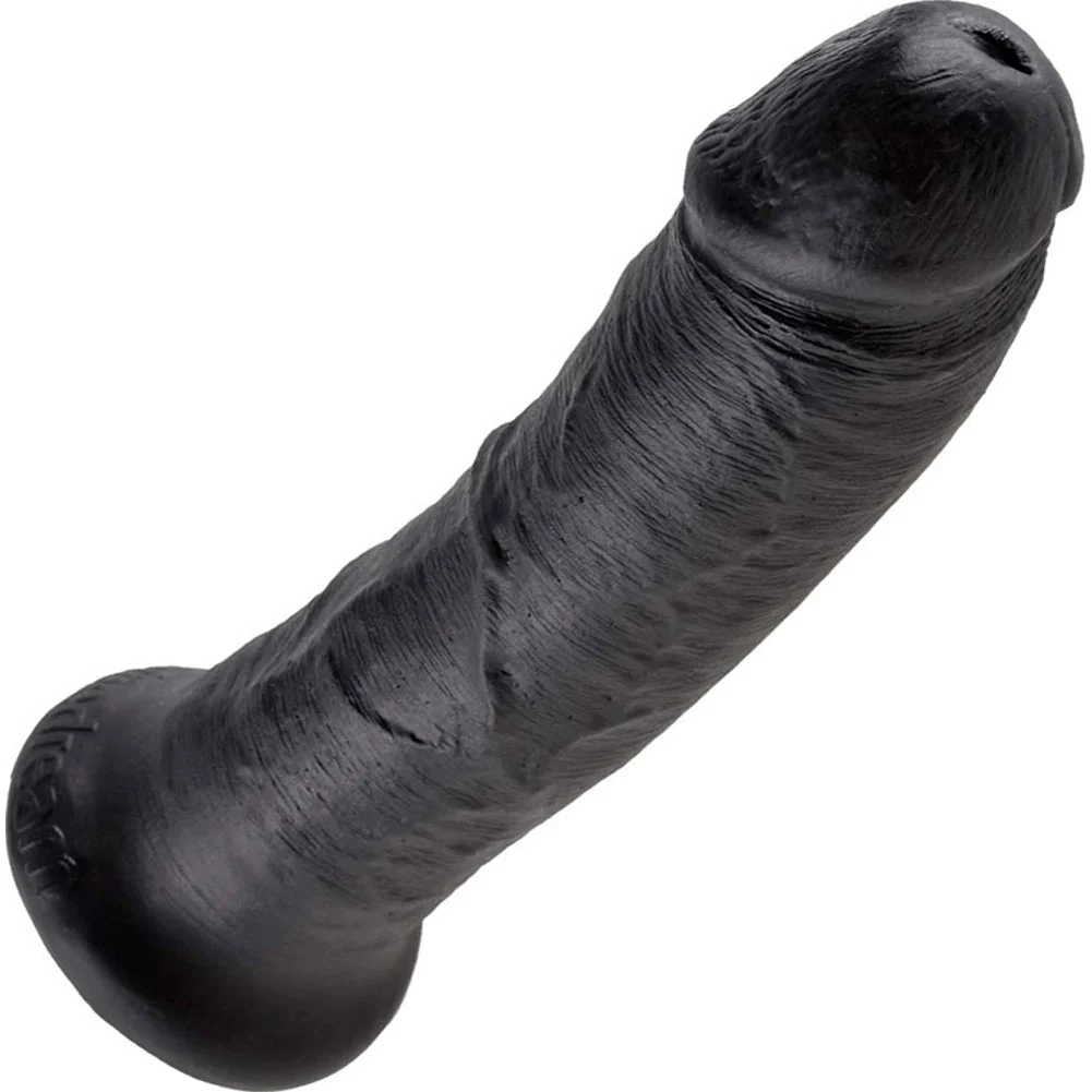KingCock Thick Realistic Dong with Suction Cup, 8", Black