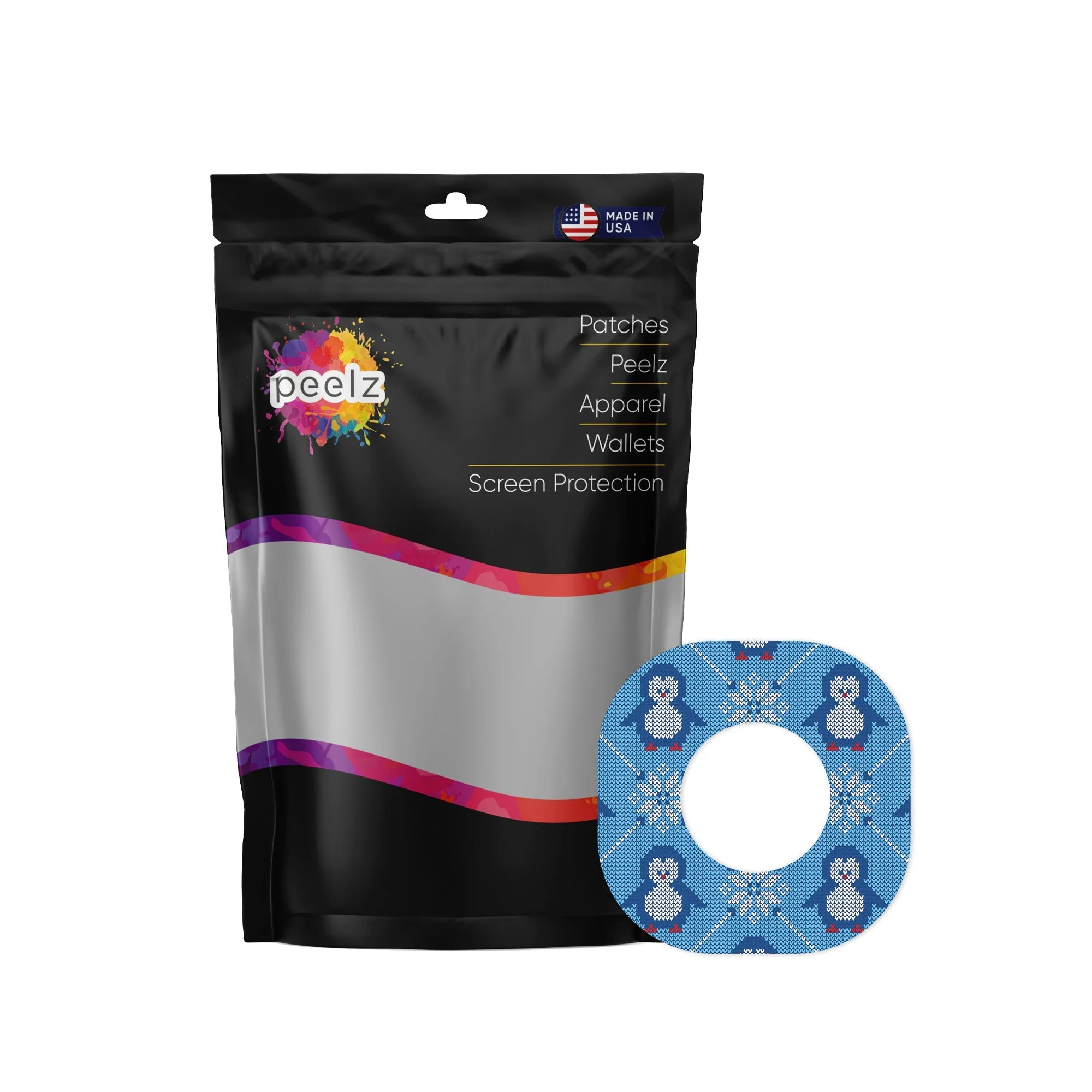 Knitted Penguins Dexcom G7 and Stelo Patch Tape - Pump Peelz