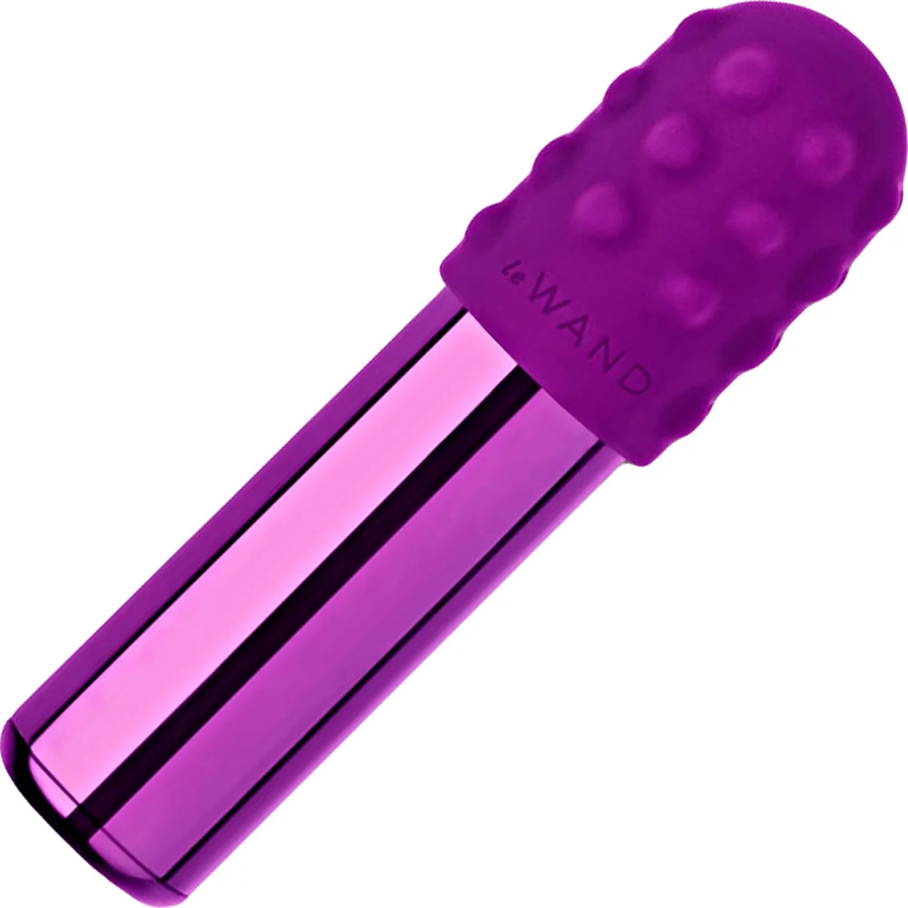 Le Wand Rechargeable Bullet with Textured Sleeve, 3.1", Dark Cherry