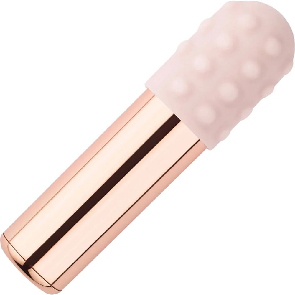 Le Wand Rechargeable Bullet with Textured Sleeve, 3.1", Rose Gold