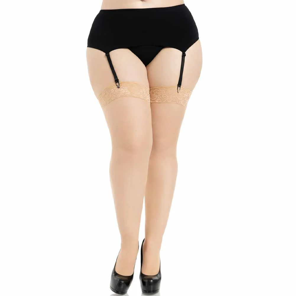 Leg Avenue Alix Sheer Thigh High Stockings, Plus Size, Nude