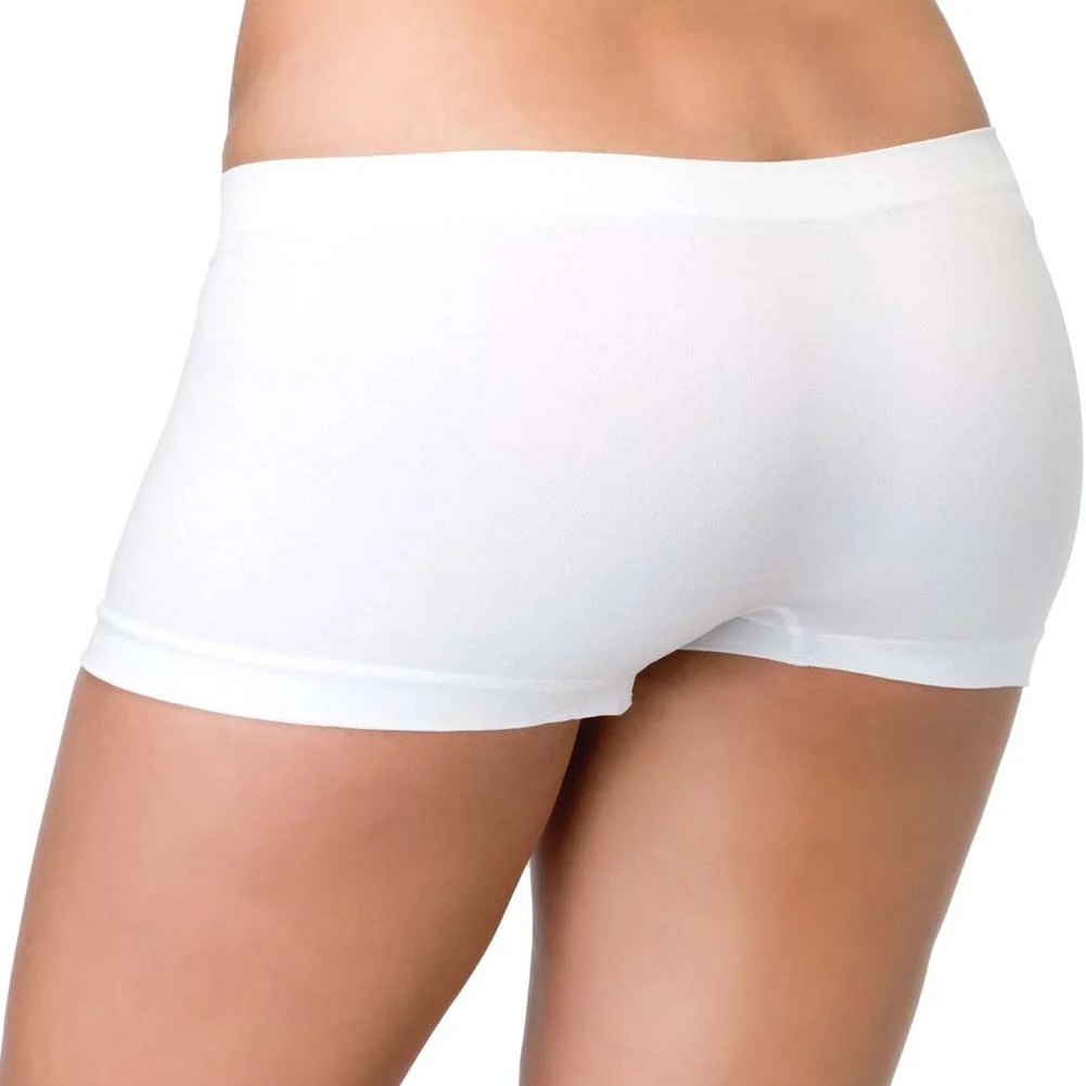 Leg Avenue Seamless Sexy Stretchy Boy Shorts, One Size, White