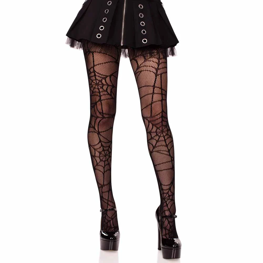 Leg Avenue Spiderweb Net Tights, One Size, Black