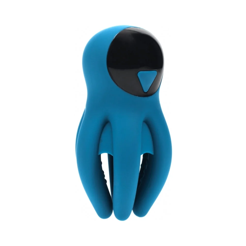 LEVELZ Digital Vibrating Silicone Penis Head Stimulator with Tentacles Teal
