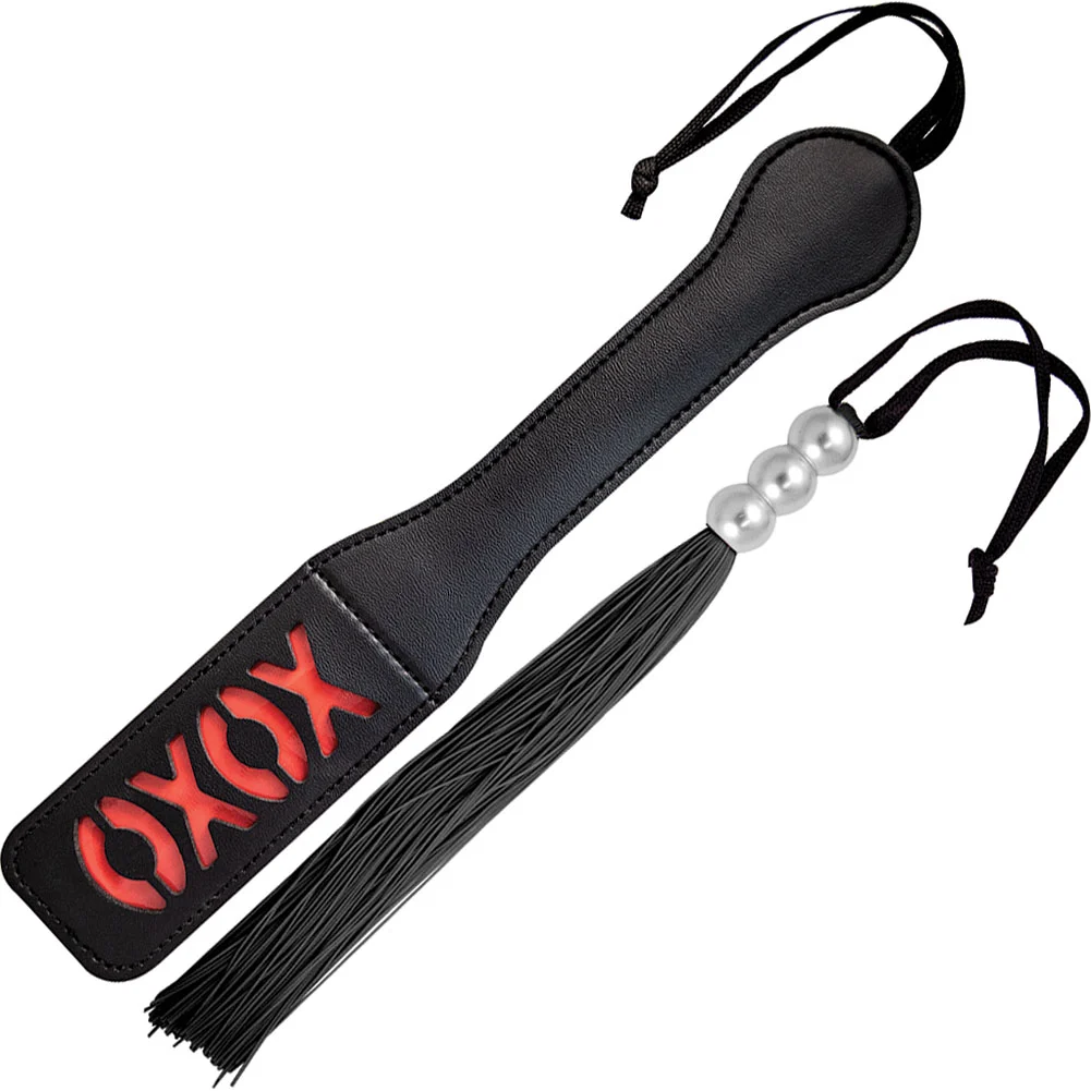 Luv XOXO Paddle and Whip Set, 12.5", Black