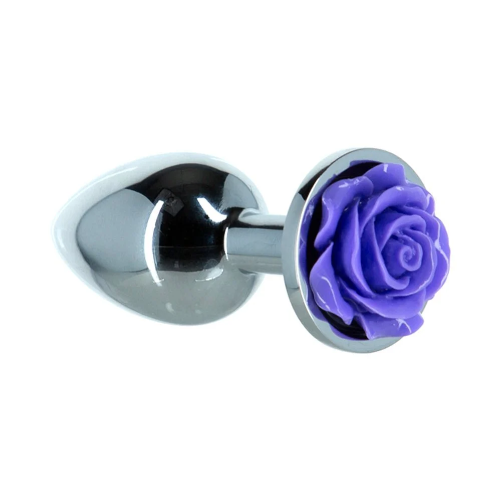 Lux Active Rose Metal Butt Plug 3 In, Purple
