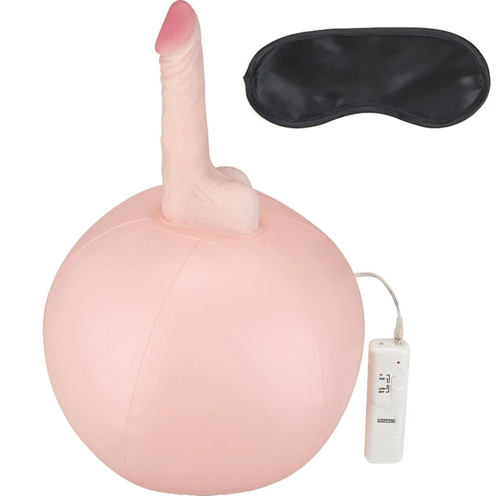 Lux Fetish Inflatable Ball with Vibrating Realistic Dildo, Vanilla