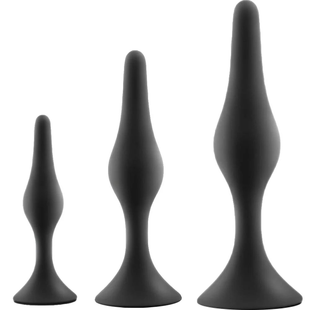 Luxe Beginner Anal Plug Kit, 3 Sizes, Black
