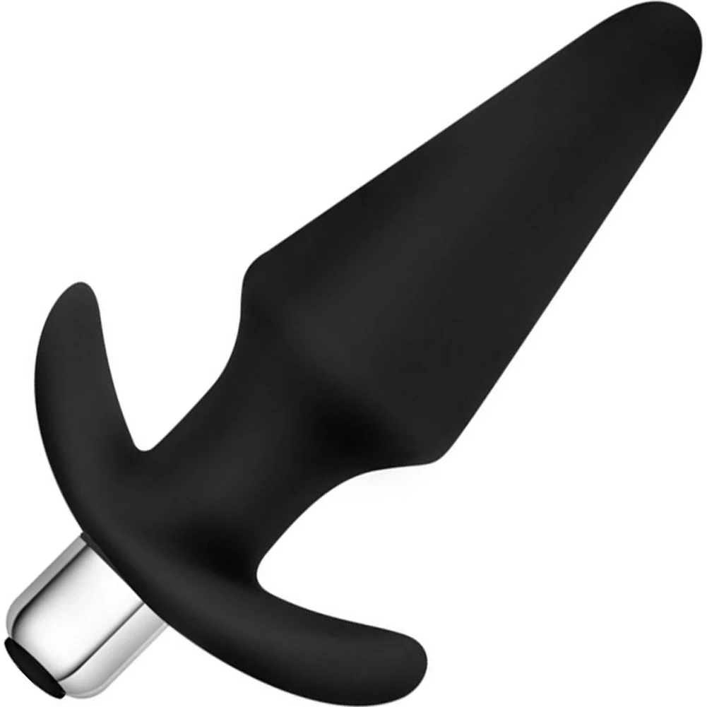 Luxe Discover Silicone Vibrating Anal Butt Plug, 5", Black