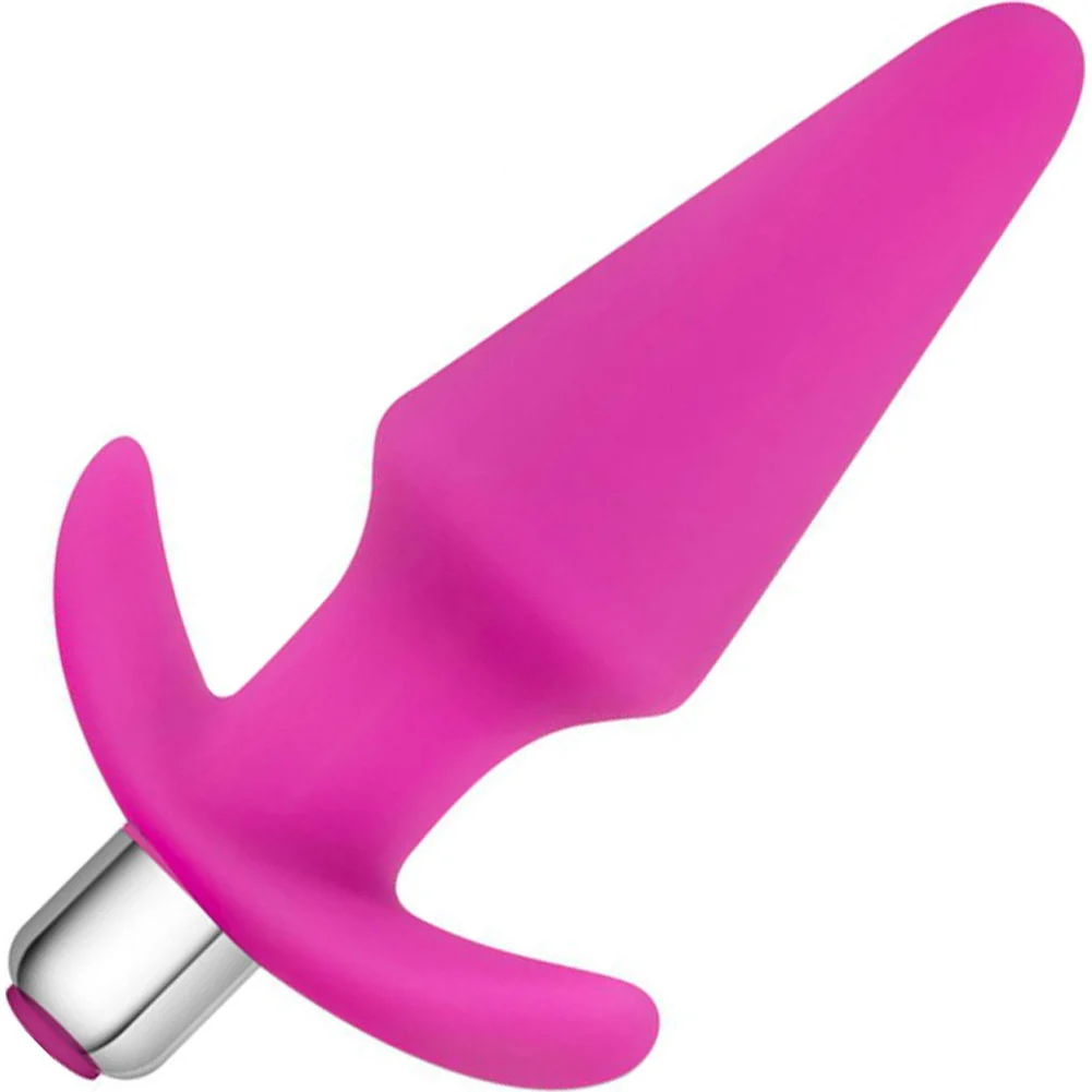 Luxe Discover Silicone Vibrating Anal Butt Plug, 5", Fuchsia