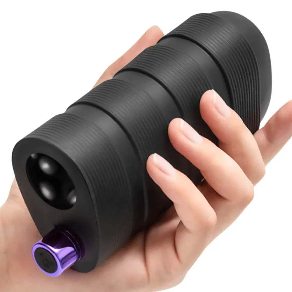 M Elite Platinum Strok Vibrating Masturbator with Pleasure Chambers, Black