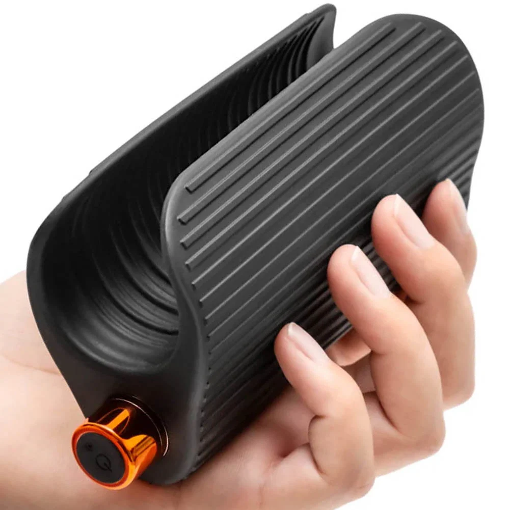 M Elite Platinum Wrapt Ribbed Vibrating Masturbator, Black
