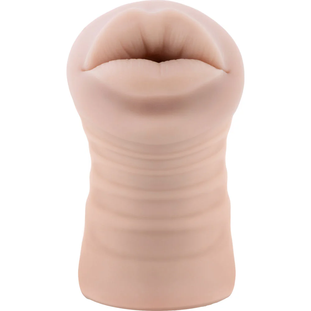 M for Men Angie Vibrating Mouth Stroker Masturbator, 5", Vanilla