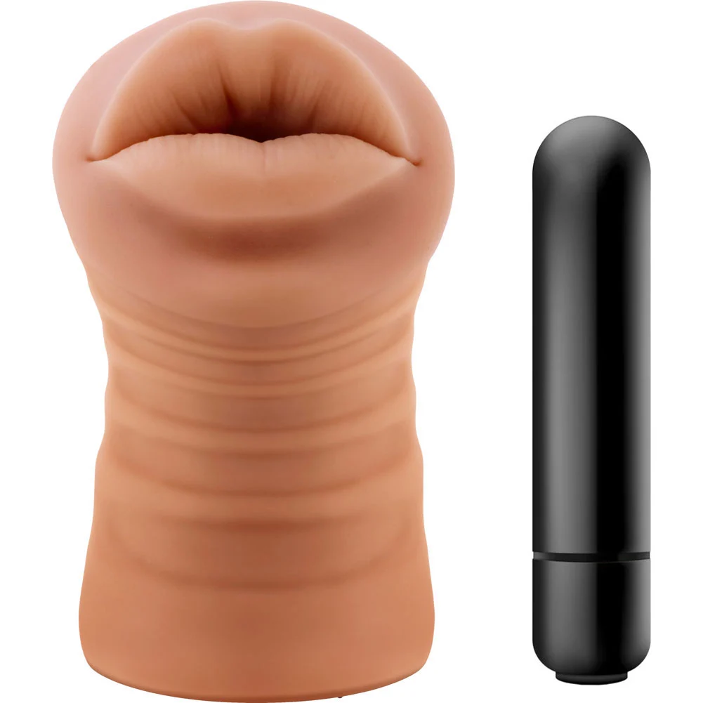 M for Men Isabella Vibrating Mouth Stroker, 5", Mocha