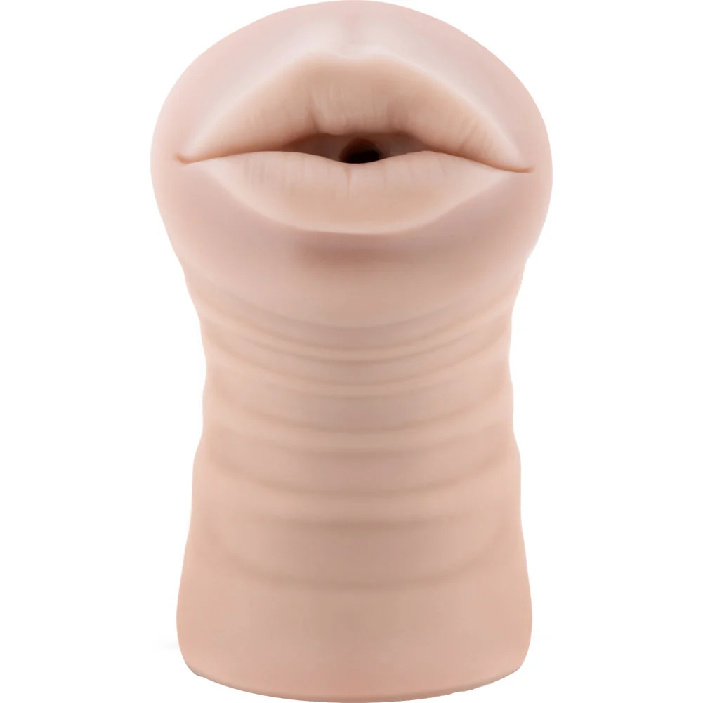 M for Men Skye Vibrating Mouth Stroker Masturbator, 5.25", Vanilla