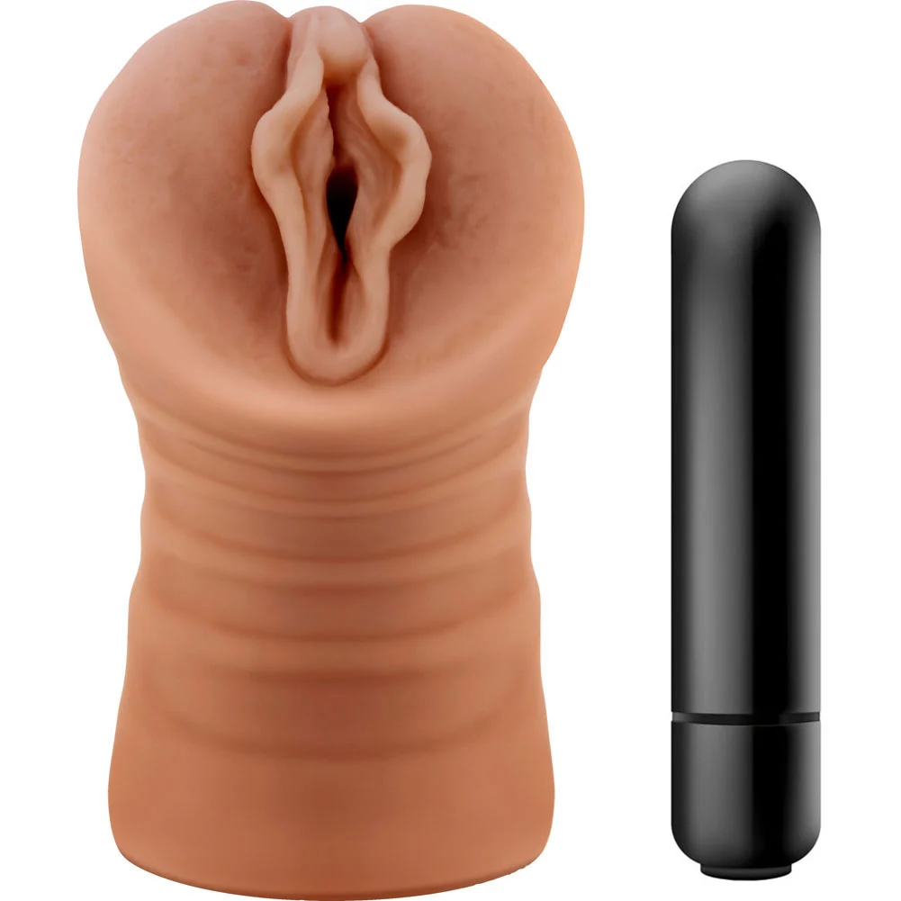 M for Men Sofia Vibrating Stroker, 5.25", Mocha