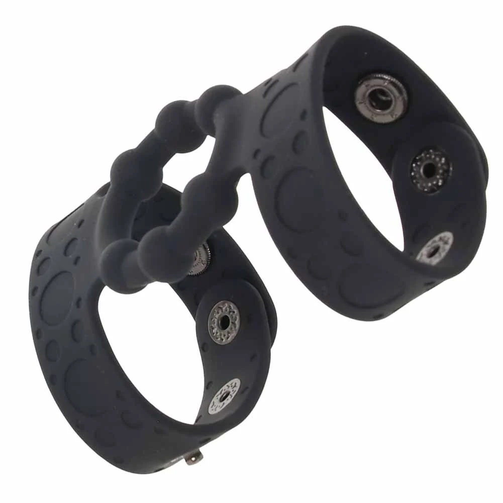 Magic Beaded Silicone Penis Ring with Adjustable Ball Straps, Black