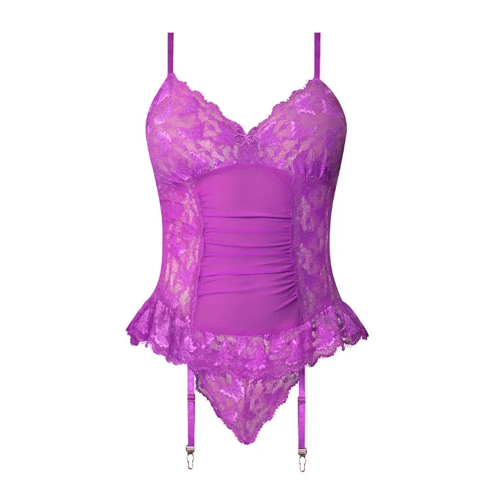 Magic Silk Butterfly Fantasies Basque & Cheeky Panty Set Blacklight Reactive Set With Bonus Coochy Shave Cream