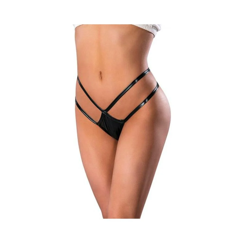 Magic Silk Liquid Onyx Crotchless Panty Black