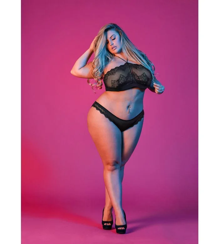 Magic Silk Sexy Time Halter Bandeaux & Panty Set Black One Size Queen