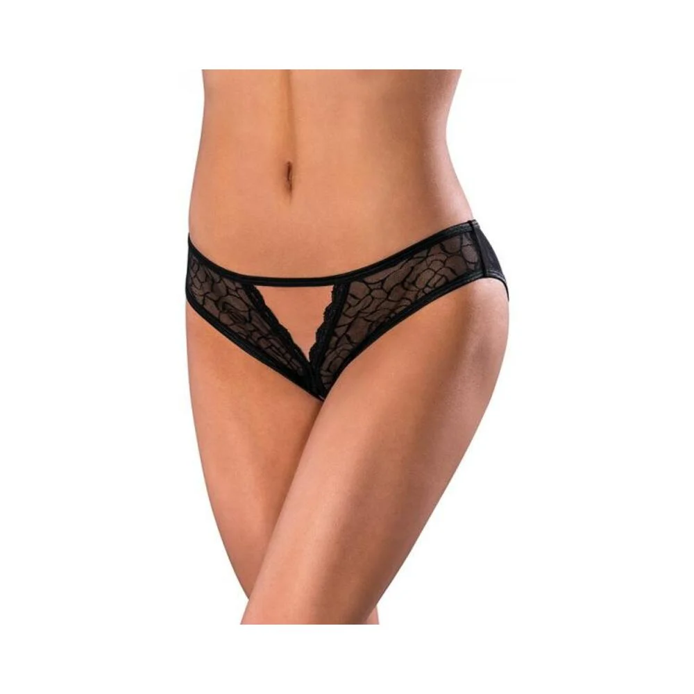Magic Silk Soft Petals Crotchless Panty Black