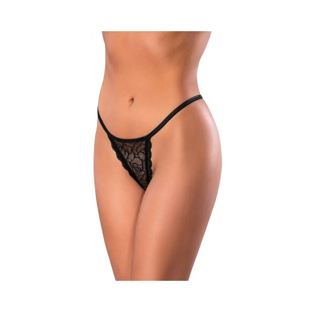 Magic Silk Soft Petals Lace Thong Black